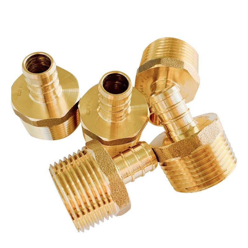 EFIELD (Pack of 5) EFIELD Pex 1/2 Inch x 3/4 Inch NPT Male Adapter Brass Crimp Fittings,ASTM F1807,(PEX1807024) - Image 1